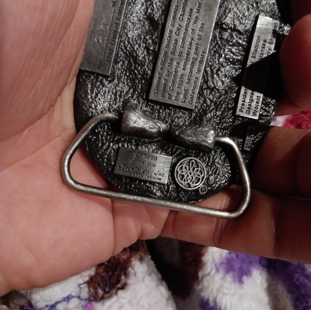 Vintaga 1890 , 1990 no mens land nomore  Oklahoma  Buckle - Picture 3 of 8